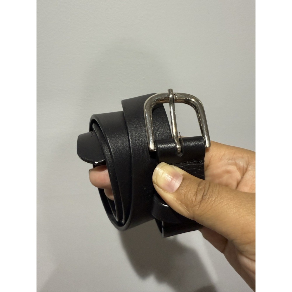 OBEY UNISEX LEATHER WAIST BELT COLOR BLACK AND SILVER BUCKLE‎  43" Sz M